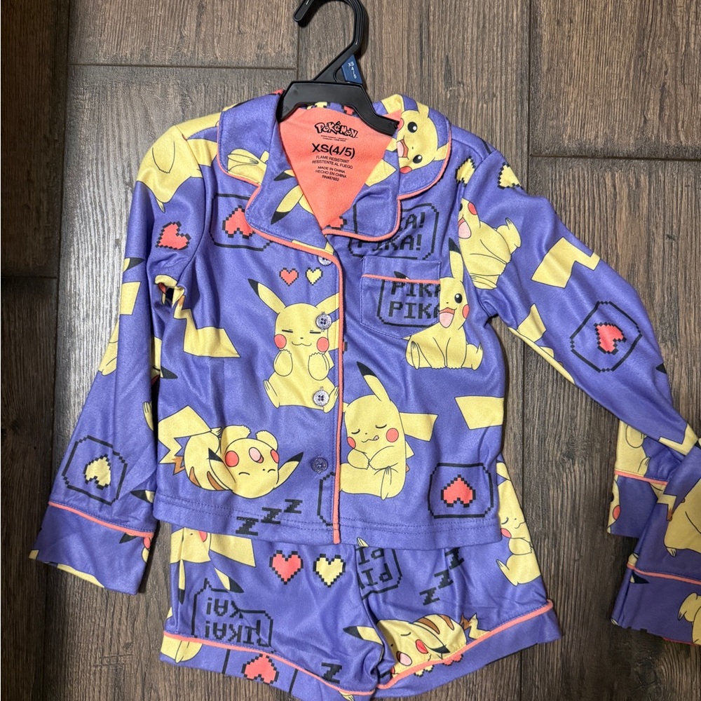 Pokemon Pikachu Kids Pajama Set - Purple and Yellow